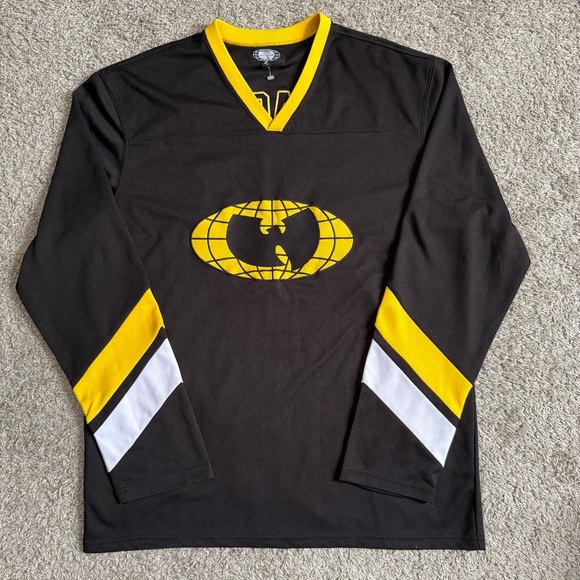 🔴Wu-Wear Jersey Size Large Wu-Tang Hockey Black Yellow 36 Rza Raekwon